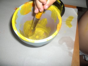 Sean decided to paint the inside of the pot